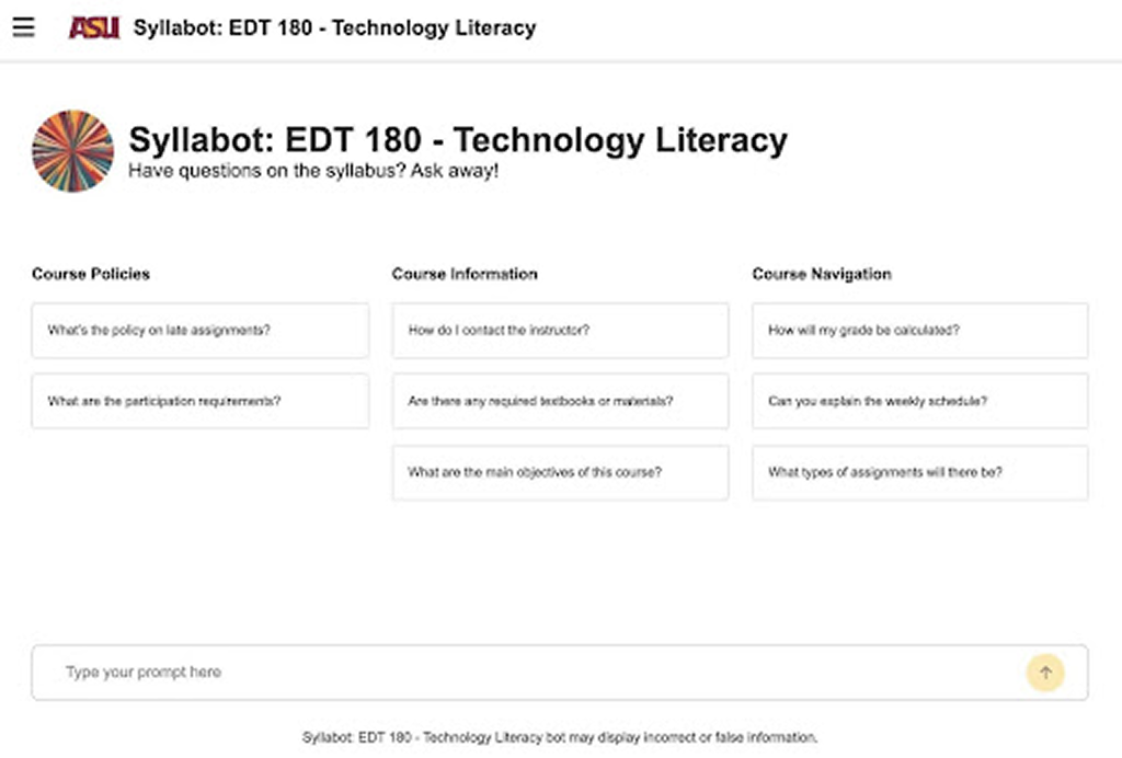 Screenshot of Syllabot example